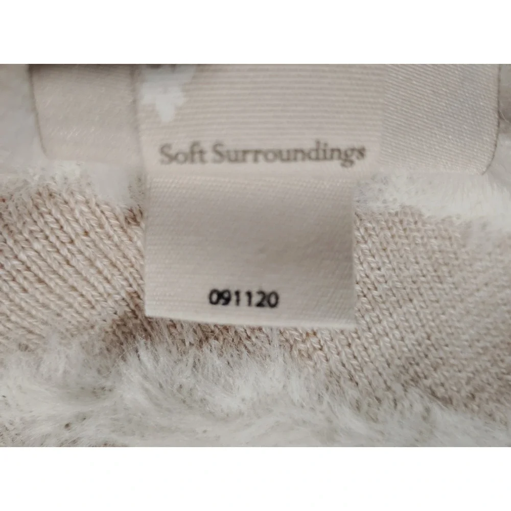 Soft Surroundings Zebra Faux Fur Knit Throw Blanket Cream Beige 50x70 68881‎